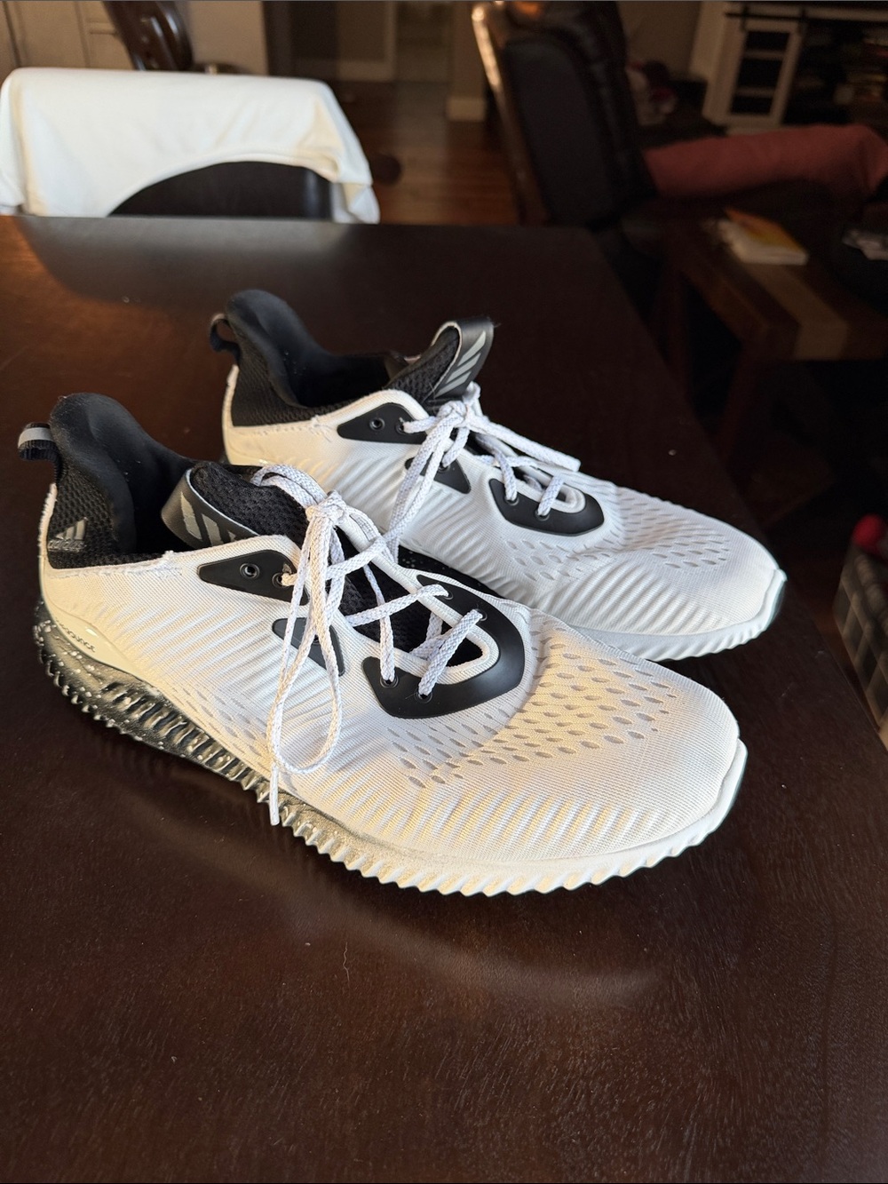 adidas Men’s Alphabounce White and Black Athletic Sneakers - Picture 2 of 13